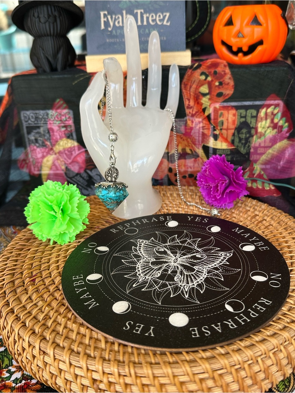 Reversible Moth Pendulum Board & Turquoise-Blue Pendulum Set